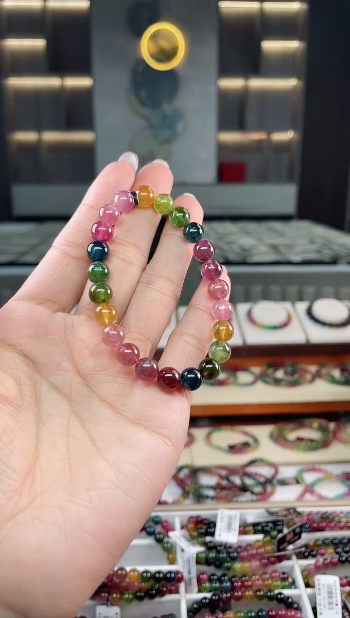 未镶嵌老矿碧玺单圈手串8mm+碧玺（多样性发一条）T