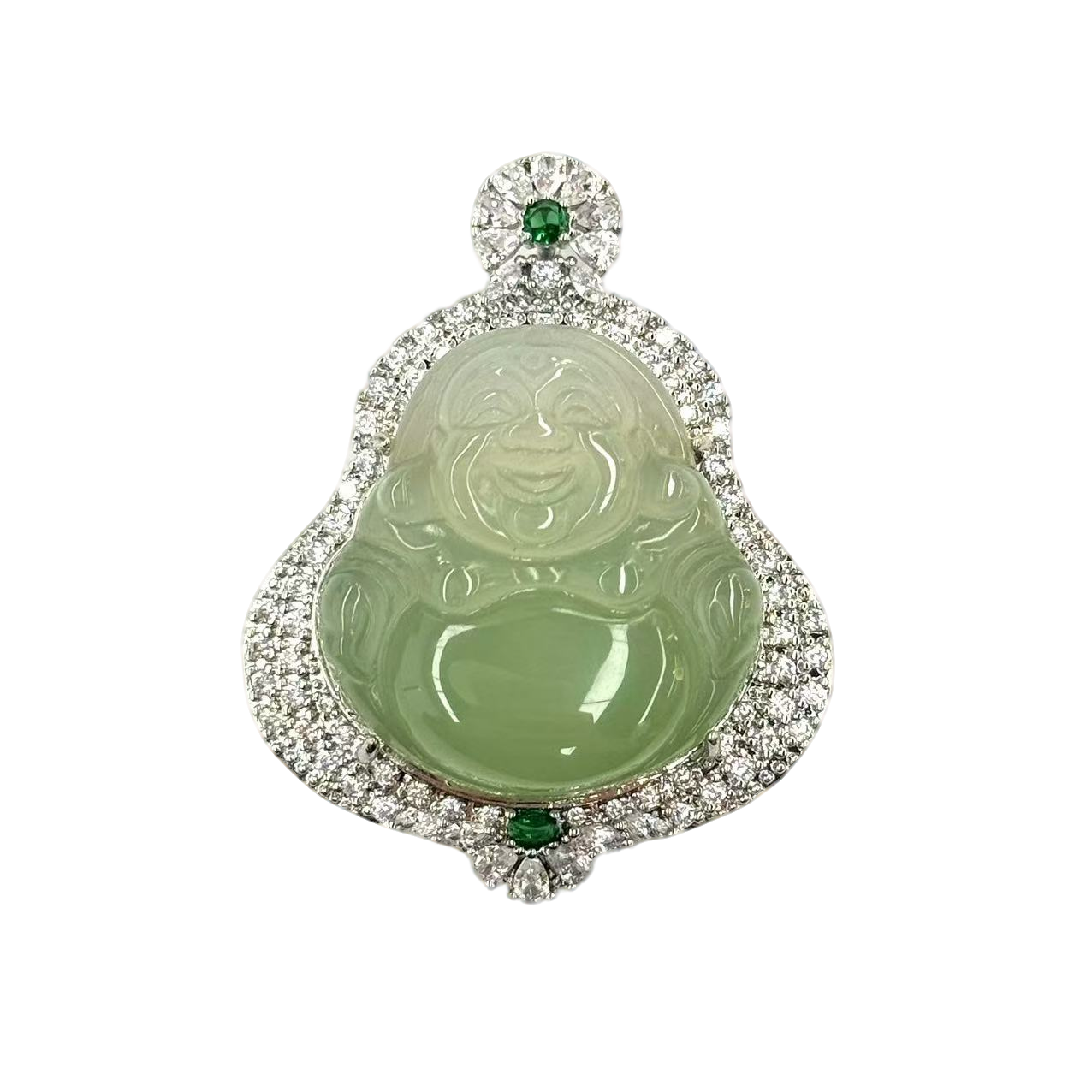 y2557-国风设计款翠青冰魄玛瑙佛公吊坠-赠礼盒-赠链