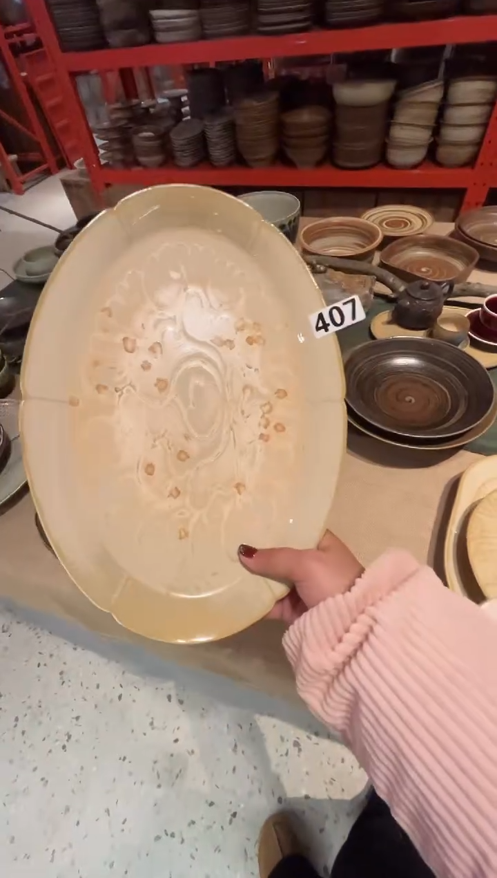 瓷片小*407黄结晶雕刻鱼盘