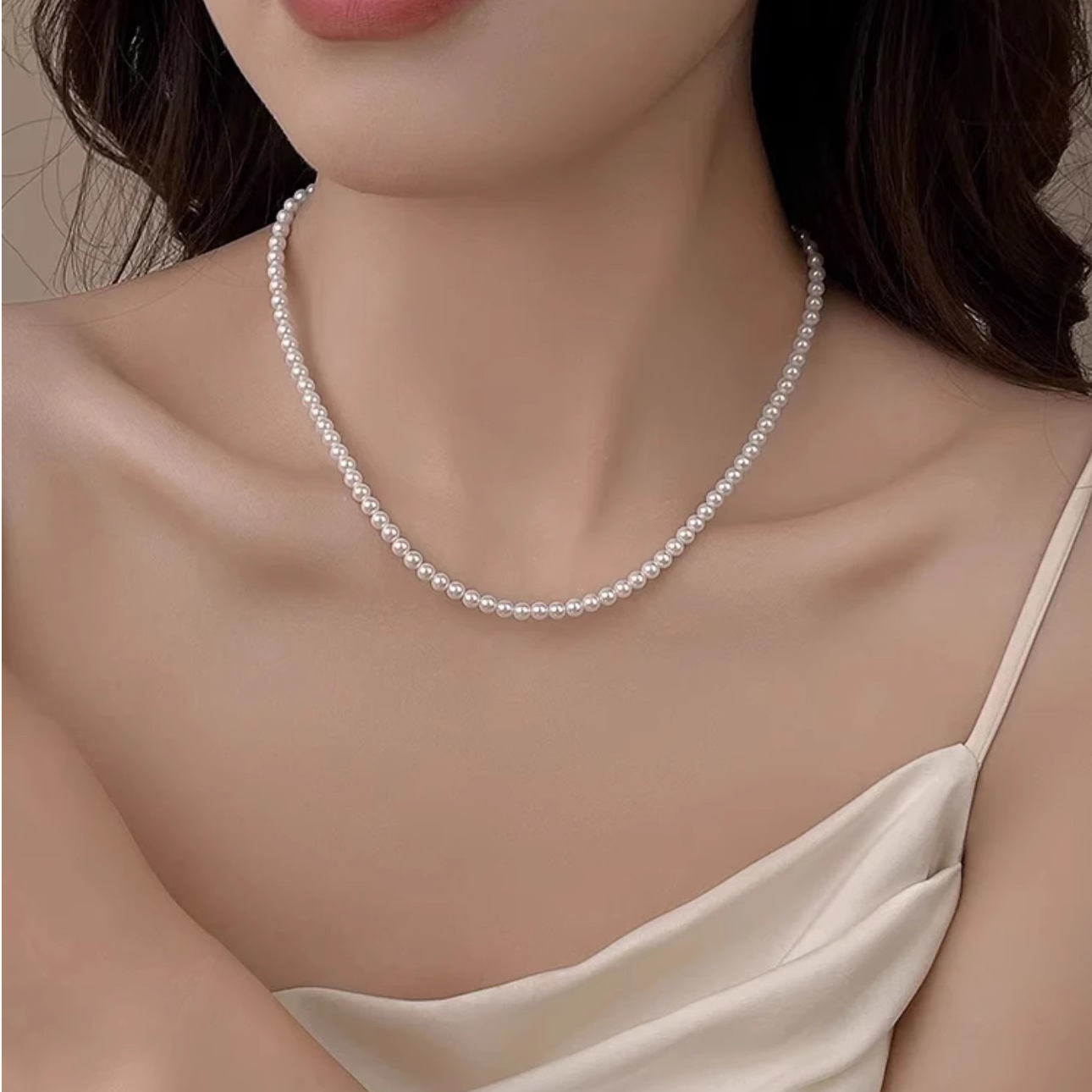 强光近正圆小米珠淡水真珍珠项链女baby珍珠颈链项链精致爆款