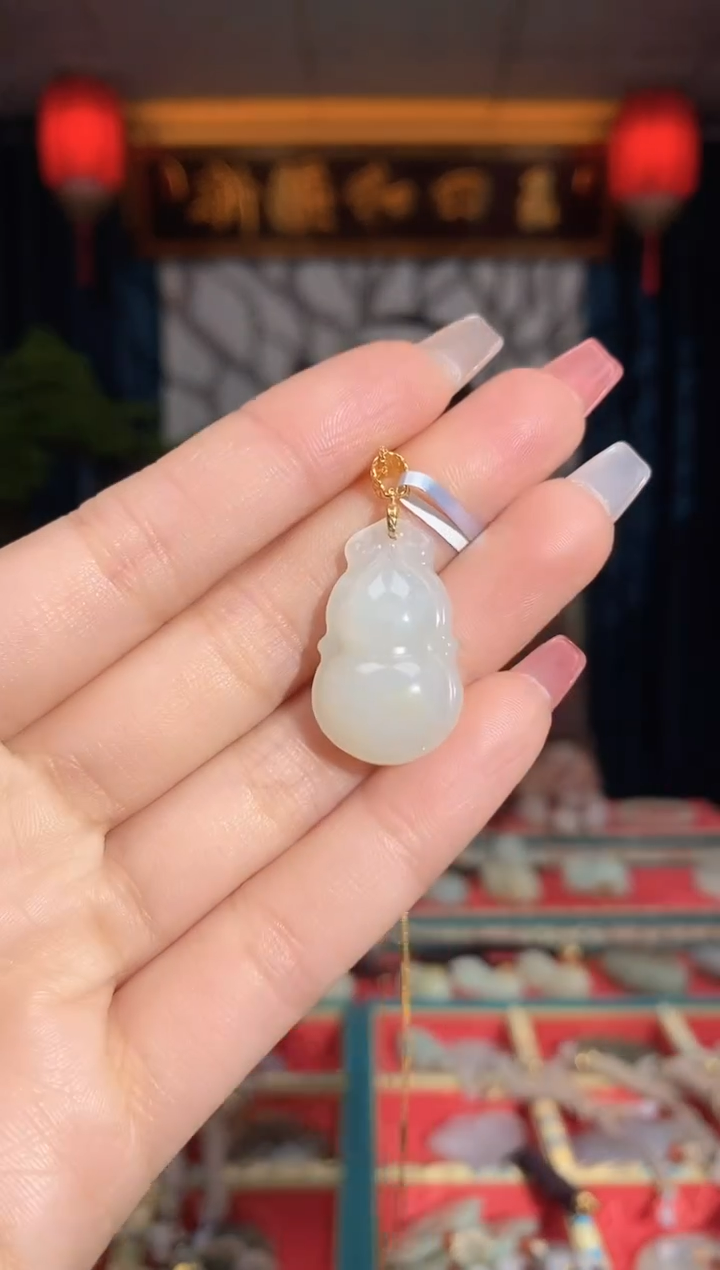 【闪购商品】和田玉挂件银S925镶嵌葫芦