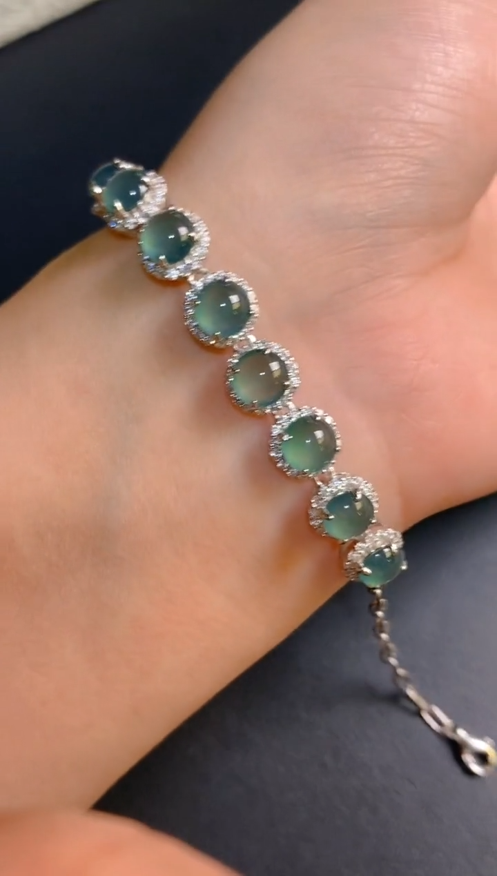 【闪购商品】翡翠耳饰银S925镶嵌天然A货翡翠1