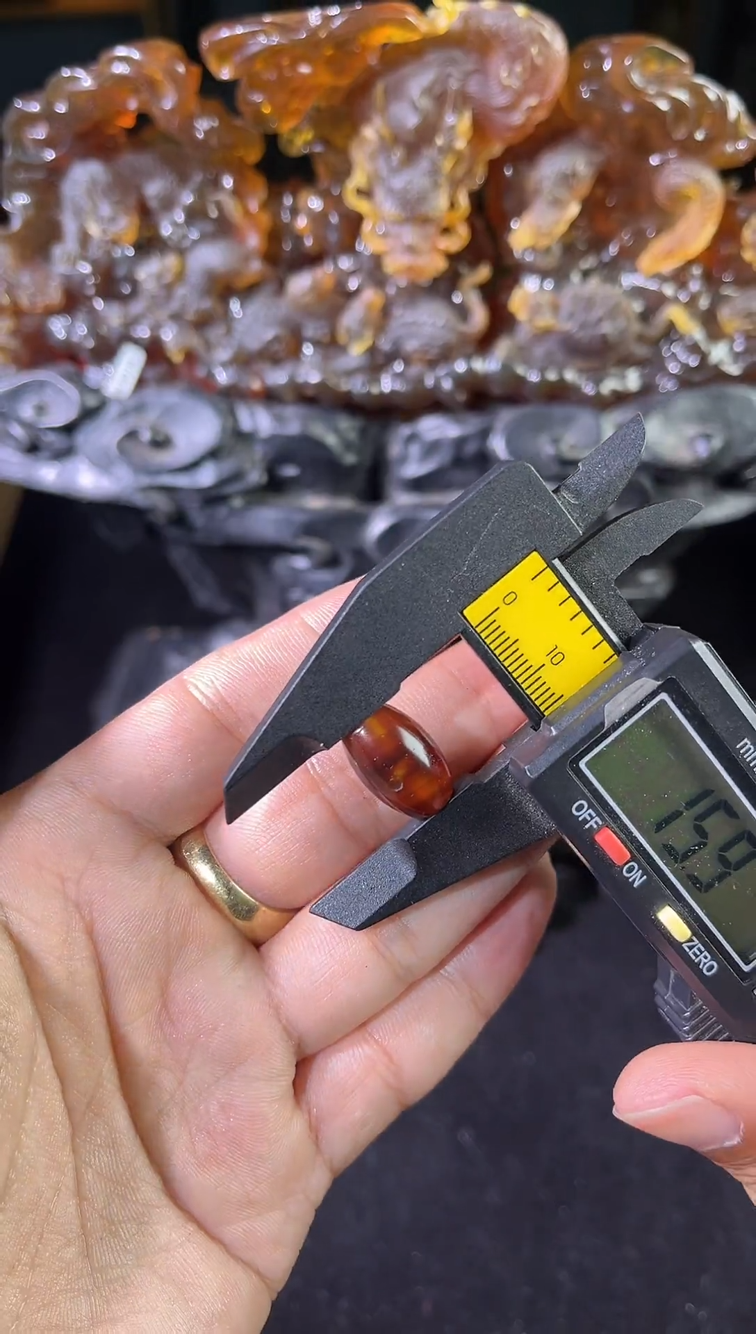 琥珀颈饰未镶嵌棕珀桶珠三通11-16mm