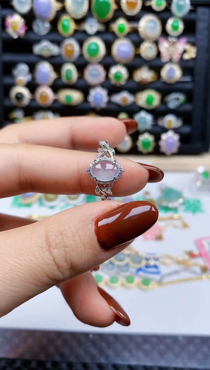 银S925镶嵌戒指翡翠9