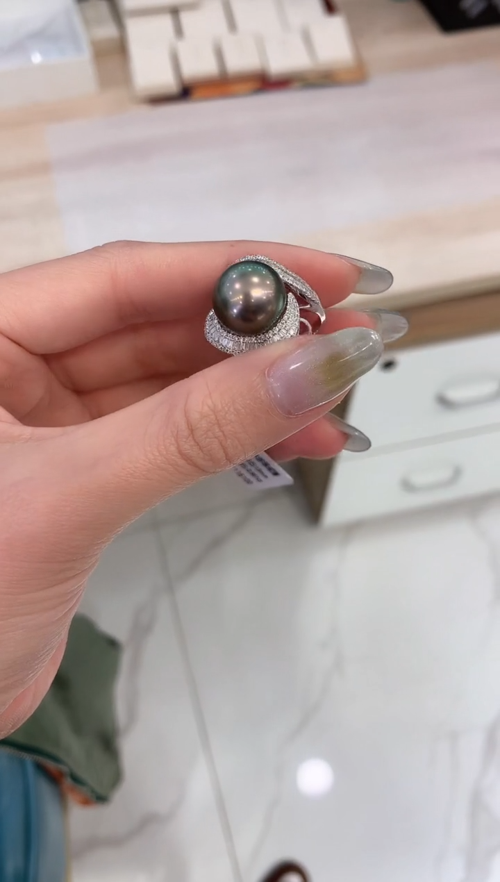 【闪购商品】海水珍珠戒指18K金镶嵌13-14mm