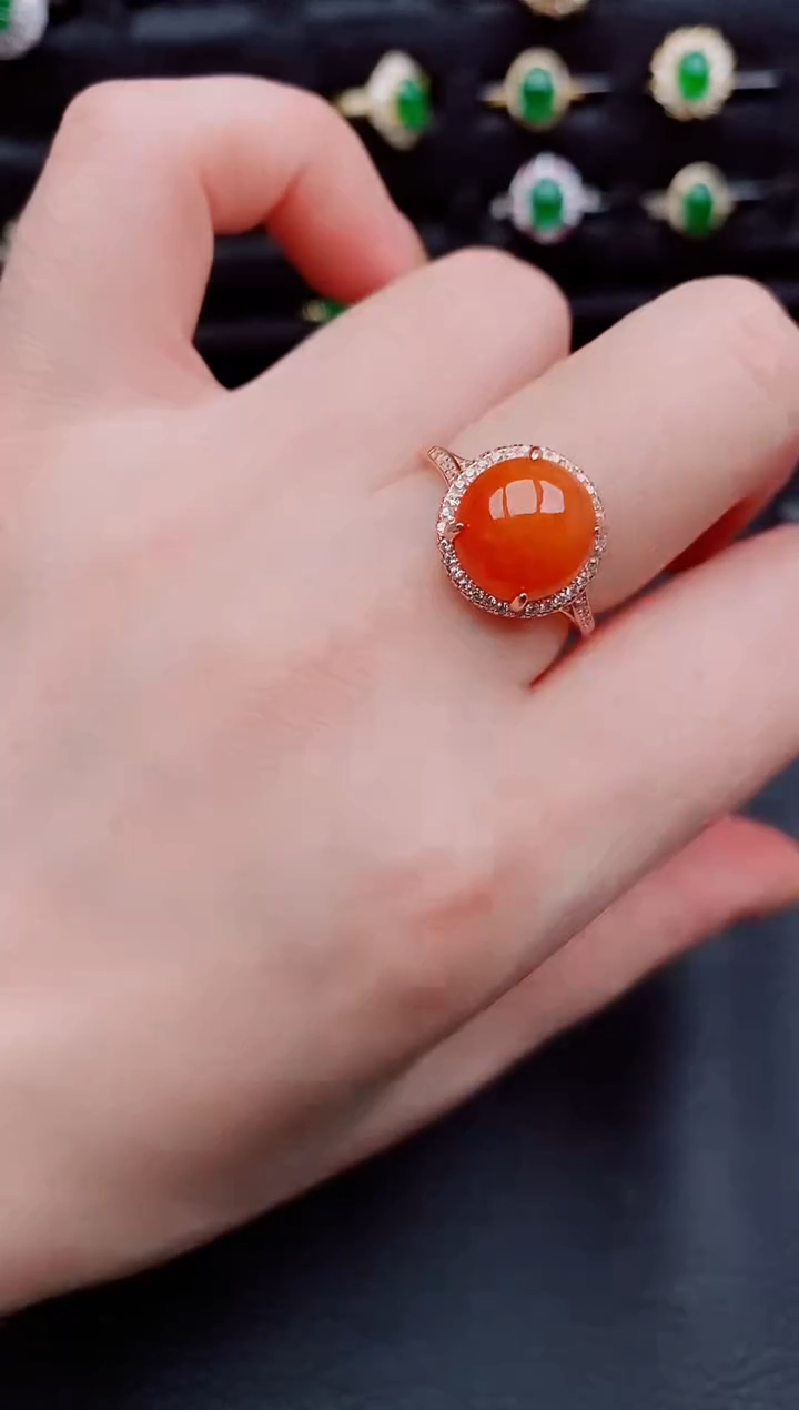 【闪购商品】翡翠戒指银S925镶嵌天然a货翡翠192