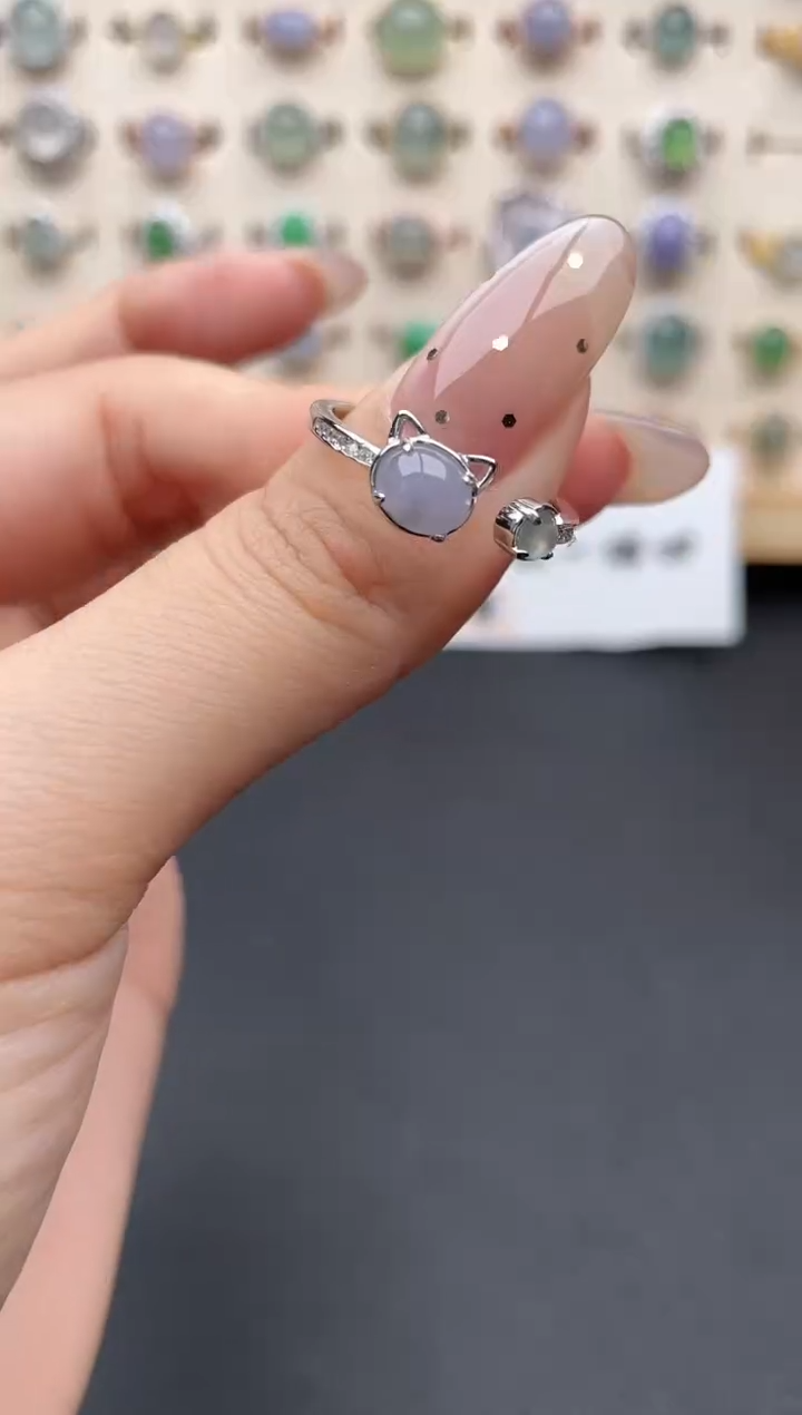 【闪购商品】翡翠戒指银S925镶嵌一物一证一礼盒