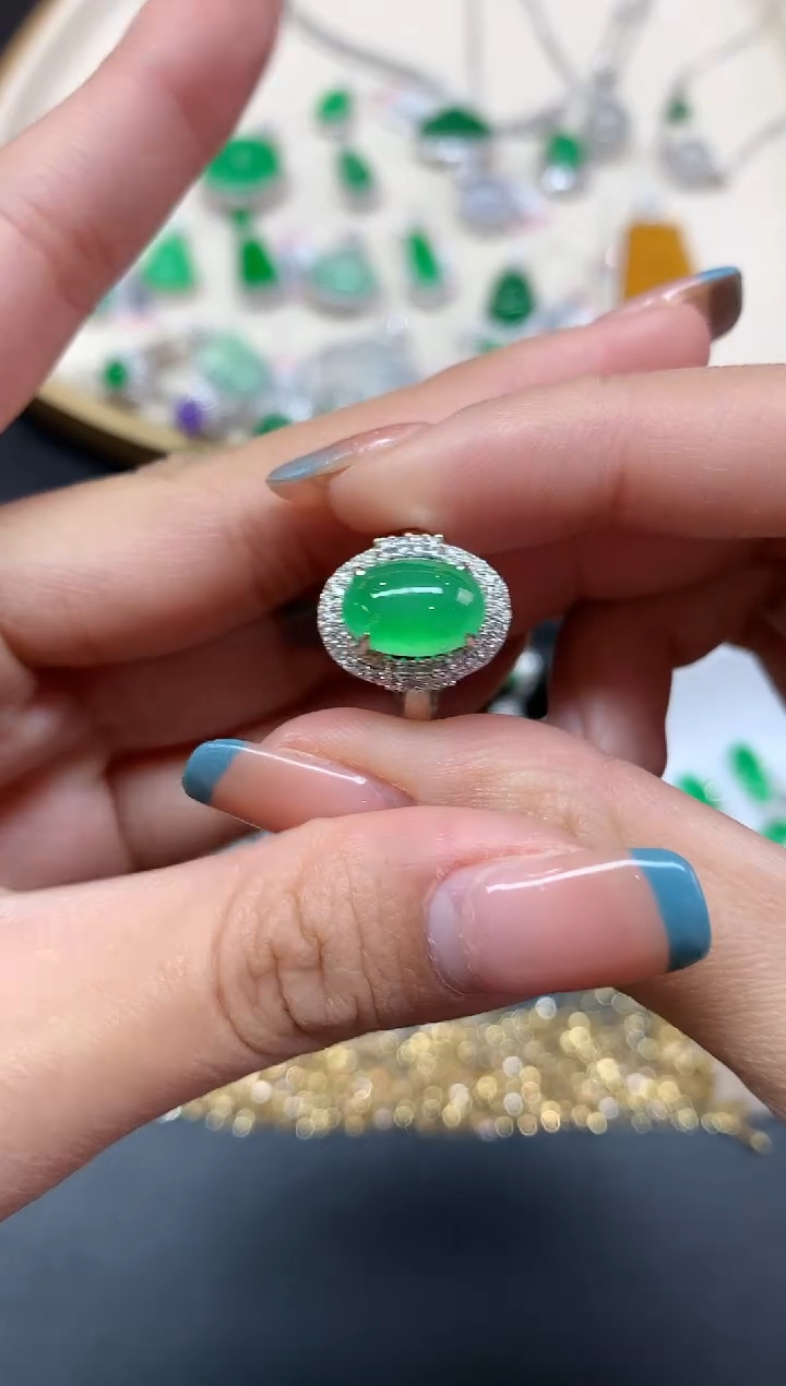 【闪购商品】翡翠戒指18K金镶嵌戒指A545|2200