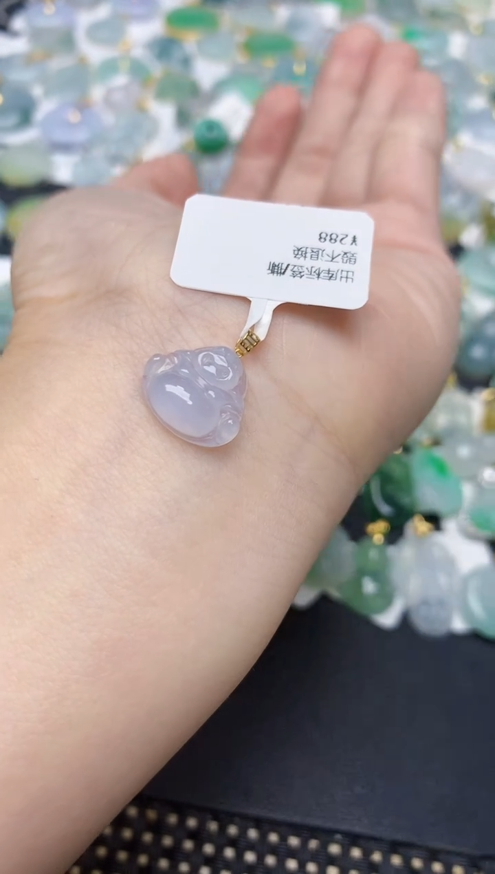 颈饰18K金镶嵌翡翠天然缅甸A货翡翠