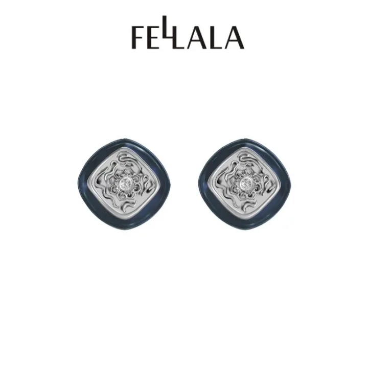  Fellala/翡拉拉「觉色敦煌3.0」印章耳钉蓝色复古耳环