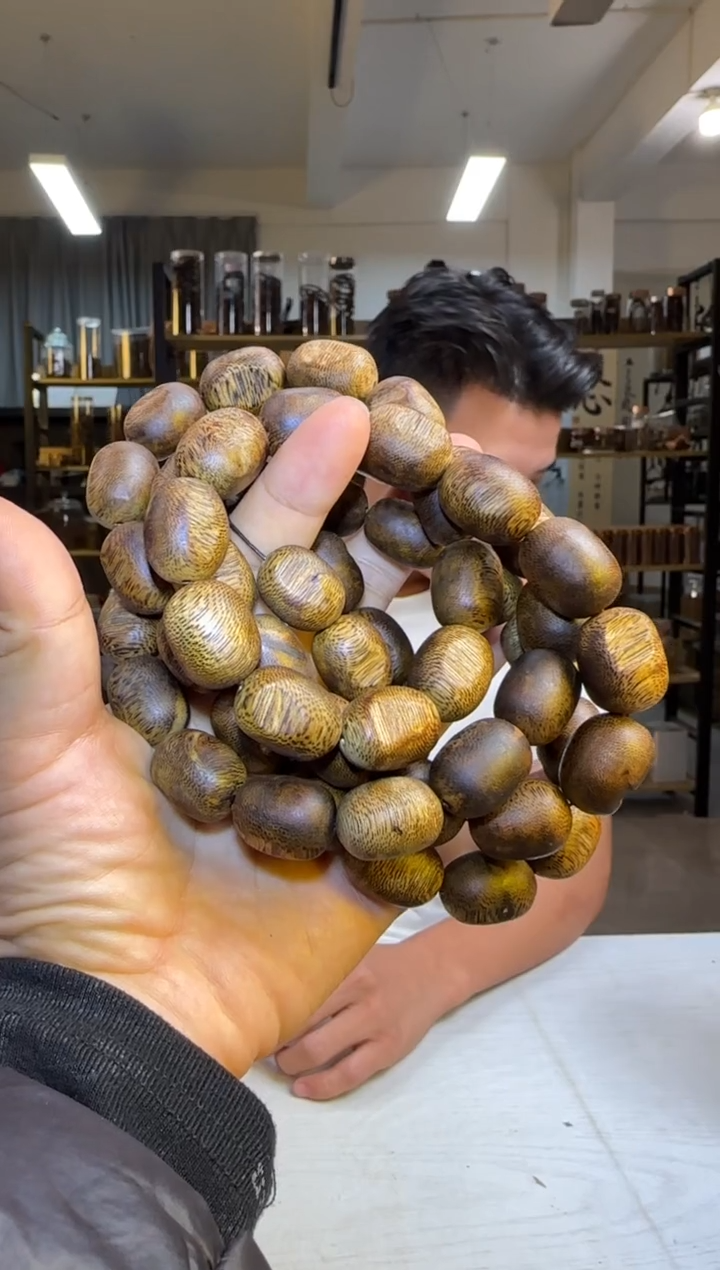 沉香手串99沉窖藏款海南一代苗老白棋留疤长串91g+