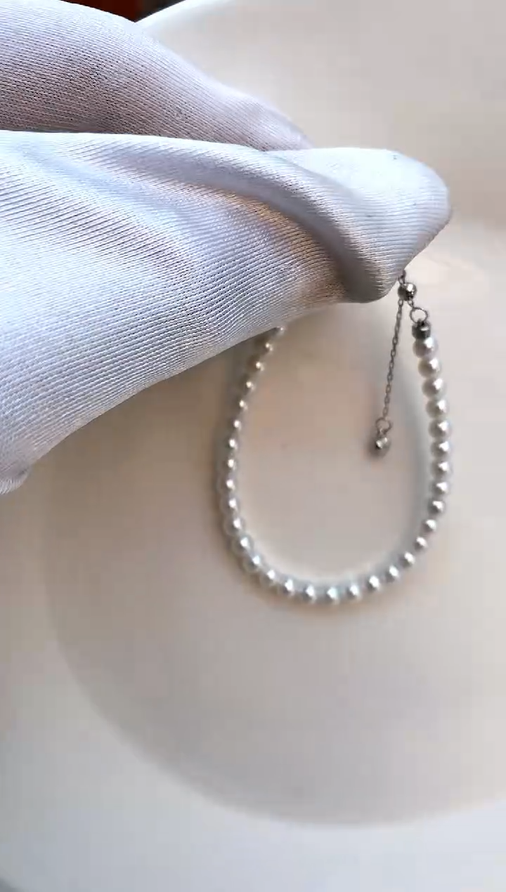 【闪购商品】淡水珍珠手链银S925镶嵌4-5