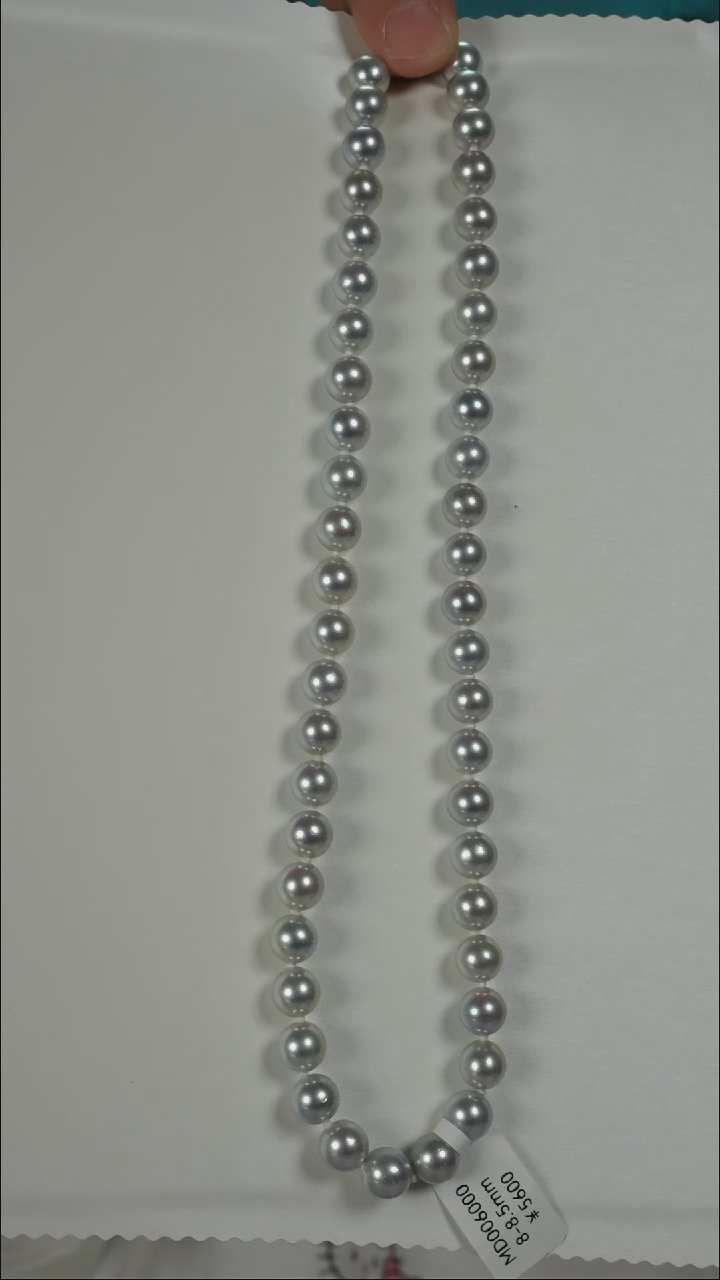 项链银S925镶嵌海水珍珠AK真多麻8-8.5mm