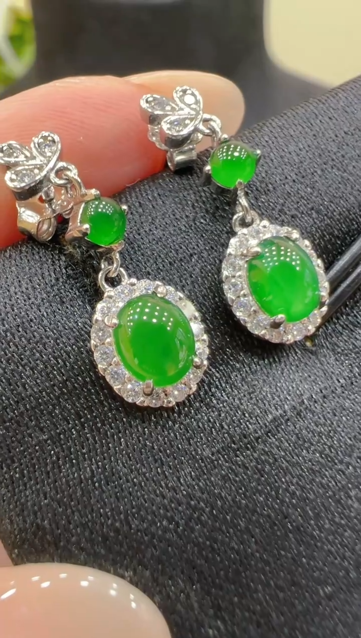 翡翠银S925镶嵌耳饰多样性团购发一件