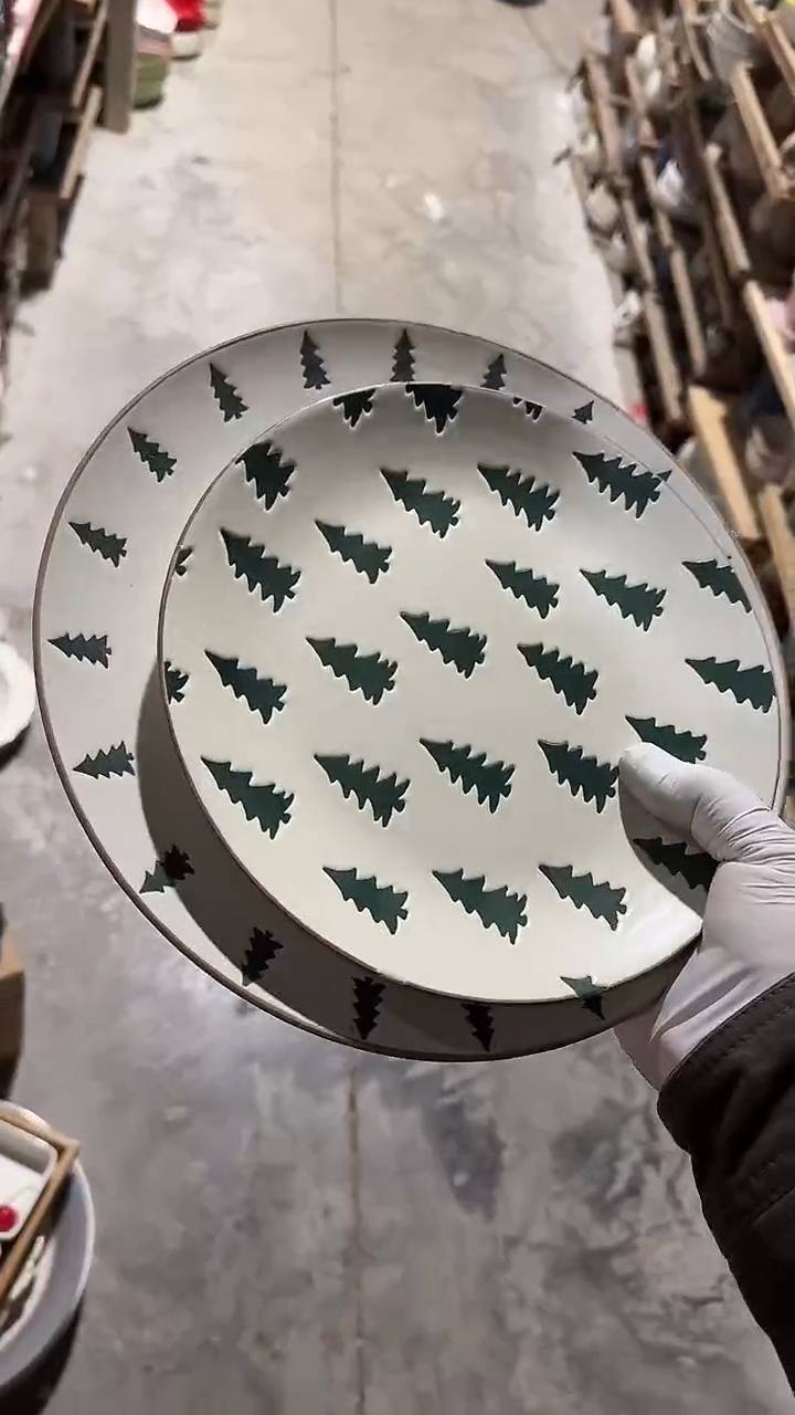 陶瓷树大小盘2件套微瑕 凑满20元包邮