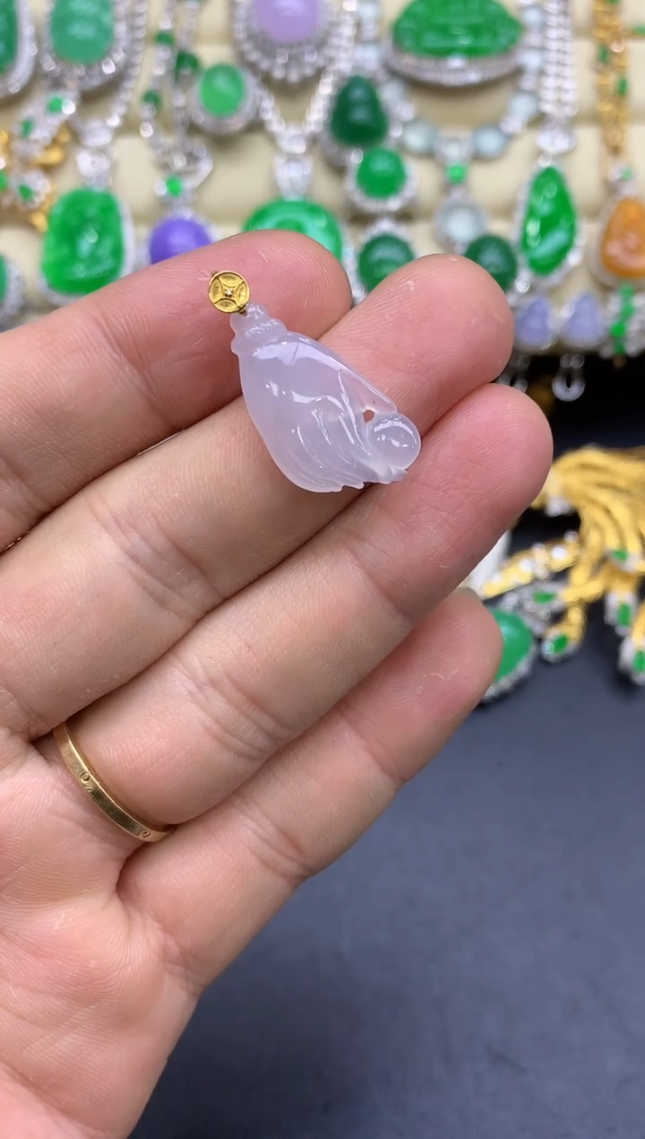 颈饰18K金镶嵌翡翠470-中国好珍宝