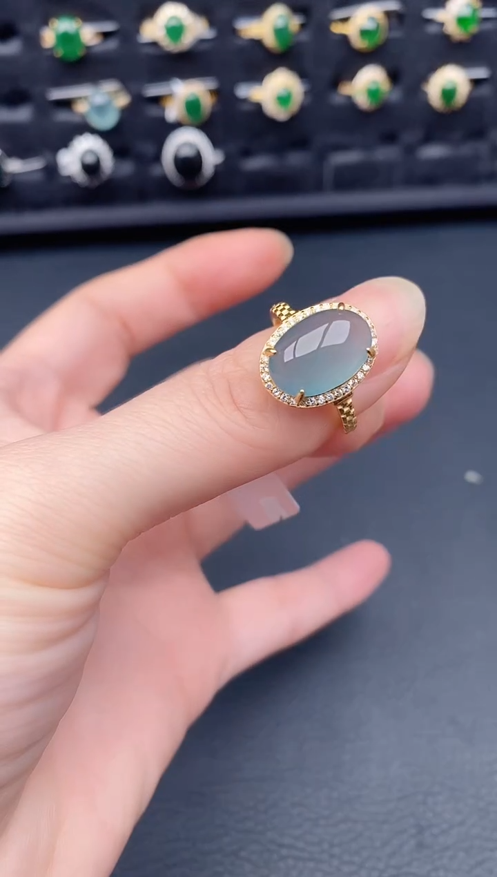 银S925镶嵌戒指翡翠天然a货翡翠189