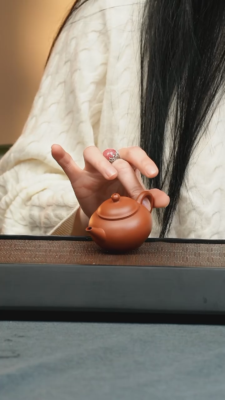 【闪购商品】紫砂茶壶五堂 孟臣水平-朱泥