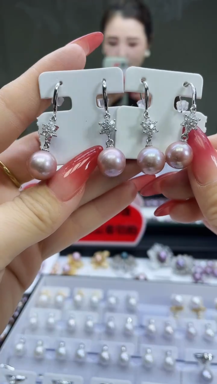 未镶嵌耳坠淡水珍珠紫色系耳坠