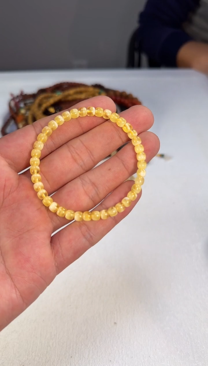 手链琥珀未镶嵌5.1尺寸金绞白