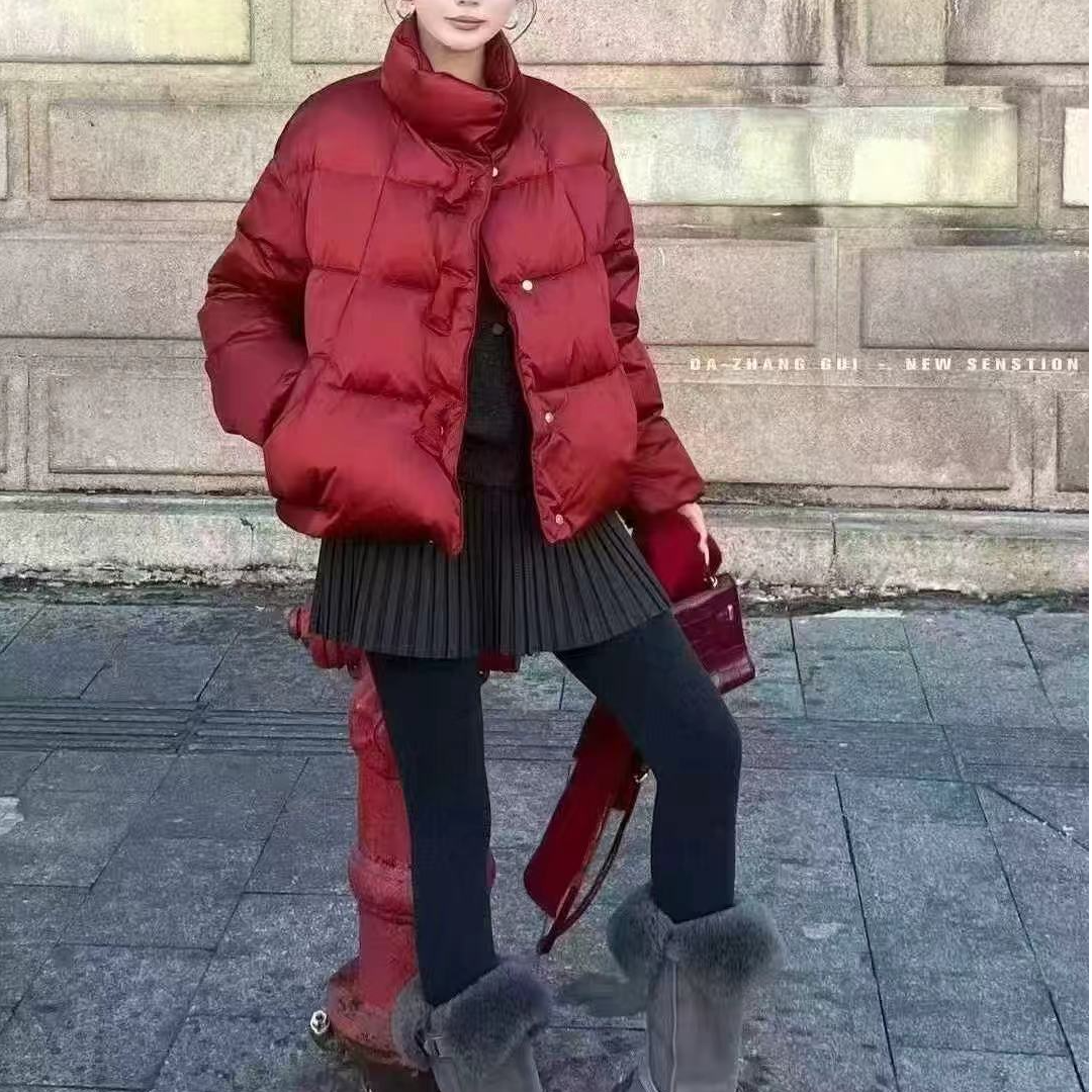 衣源25830#小香风石墨烯云绒服女冬季款高端短款立领外套（长约58）