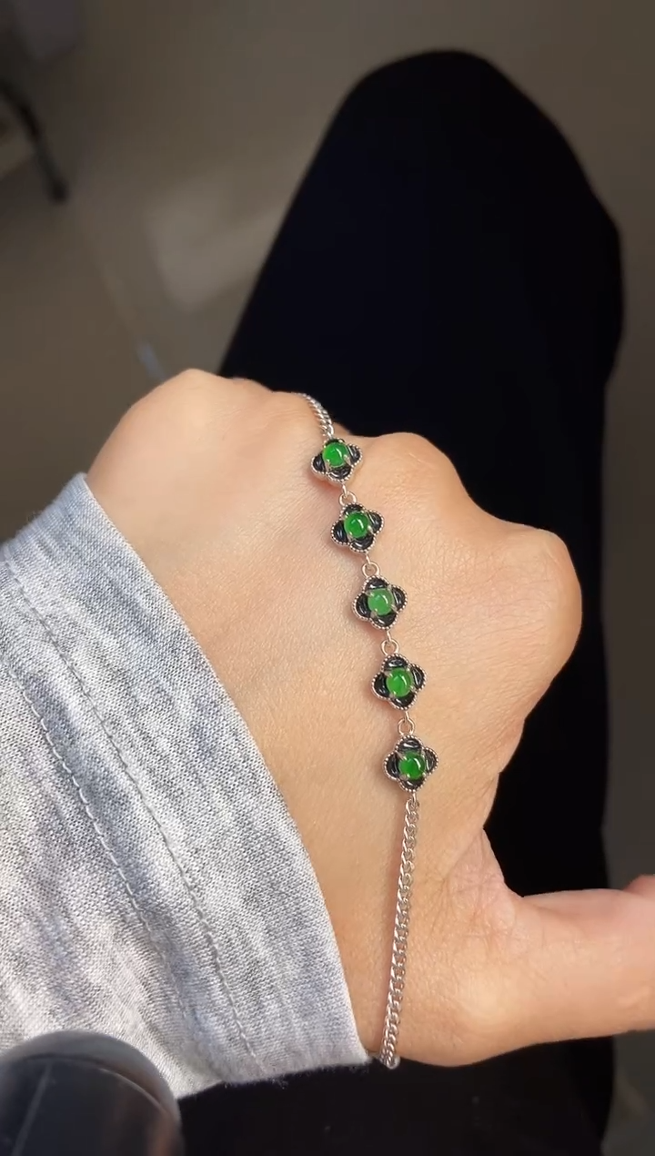 银S925镶嵌手链翡翠1