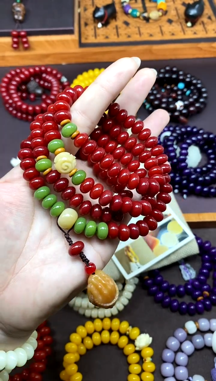 白玉菩提手串红菩提小米珠三圈款fs手串