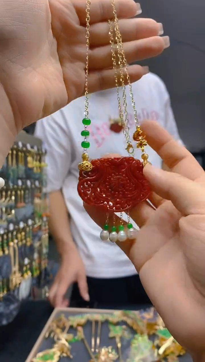 【闪购商品】翡翠耳饰合金57翡翠锁骨链