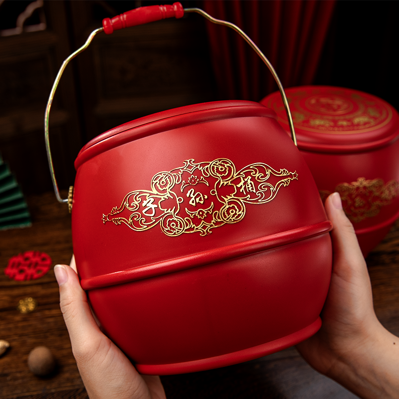 子孙桶结婚用品女方陪嫁用品全套娘家喜桶一对新婚礼红色马桶婚庆