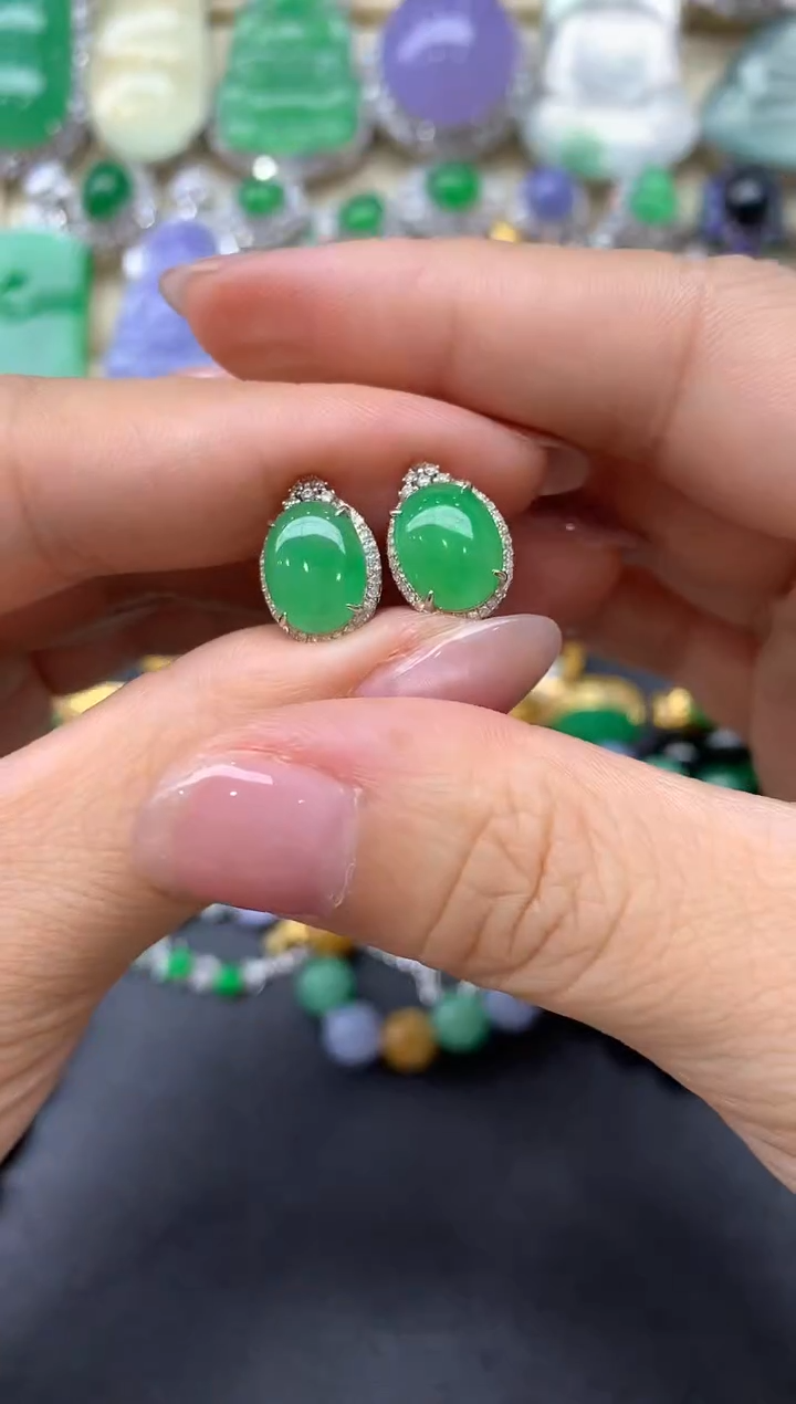 【闪购商品】翡翠耳饰18K金镶嵌336-中国好珍宝