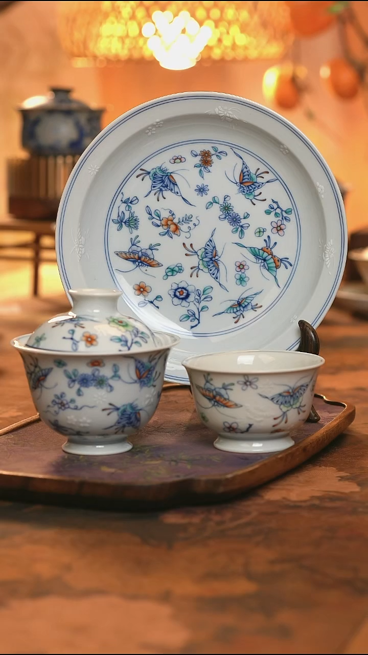 蝶恋花三才盖碗加主人杯