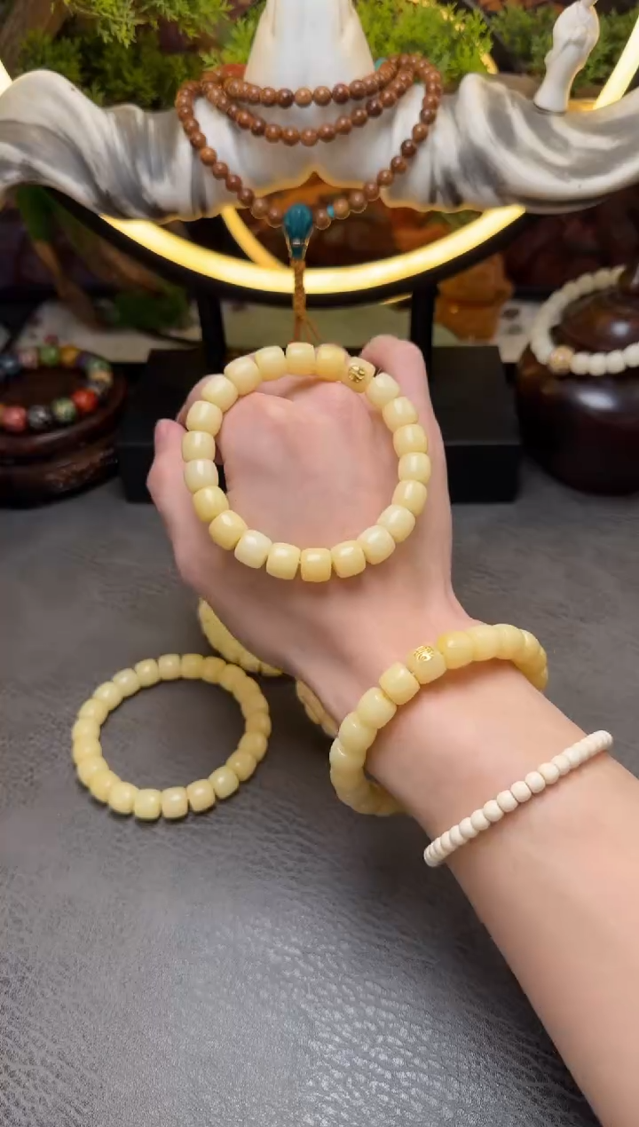 手串菩提根/象牙果风化直切9*10带标单圈