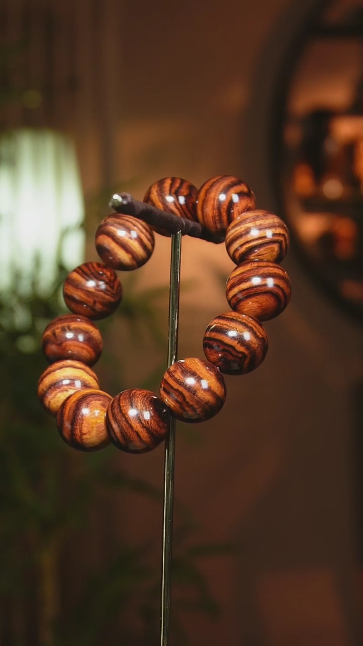 【闪购商品】黄花梨/降香黄檀手串/手链海南黄花梨2.0cm大黑线虎皮