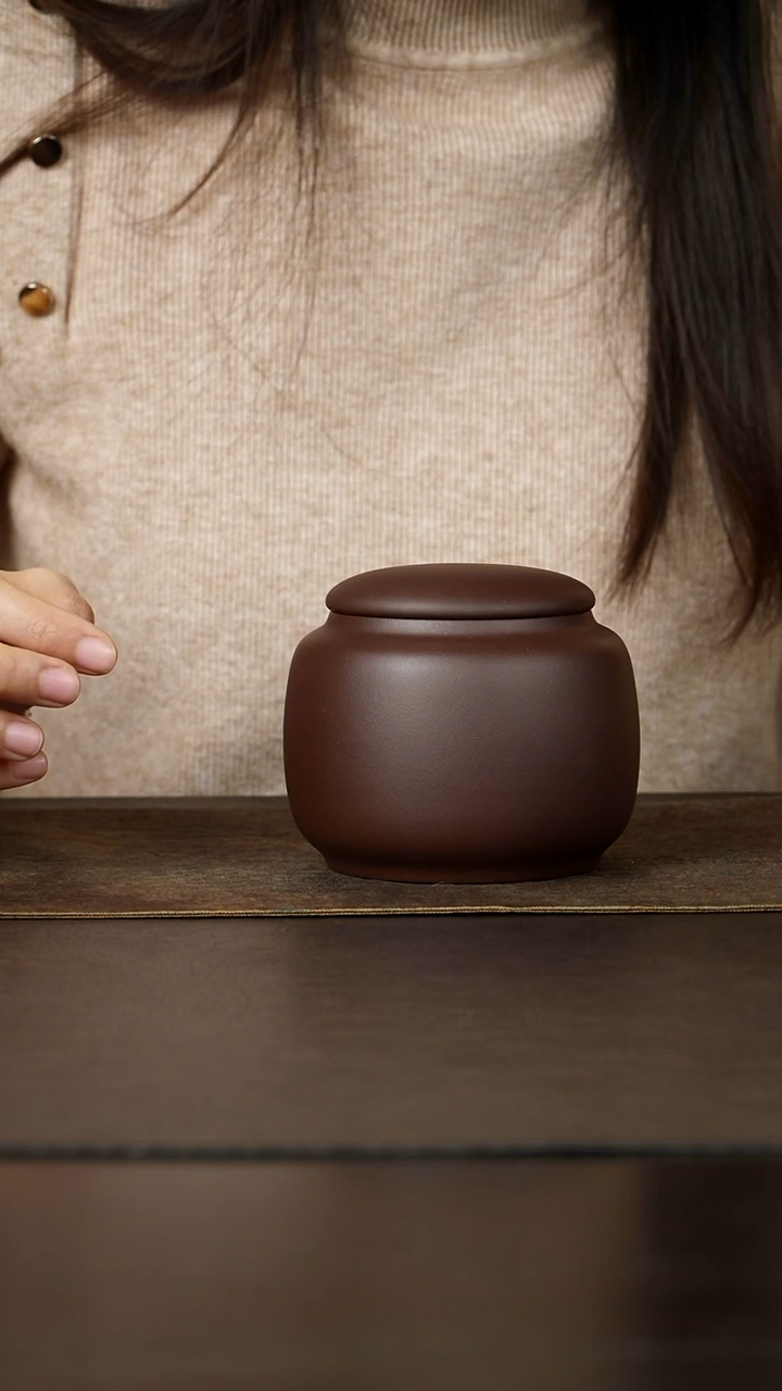 茶杯紫砂杯研所专属 生香小罐 紫泥紫砂茶叶罐 约150g