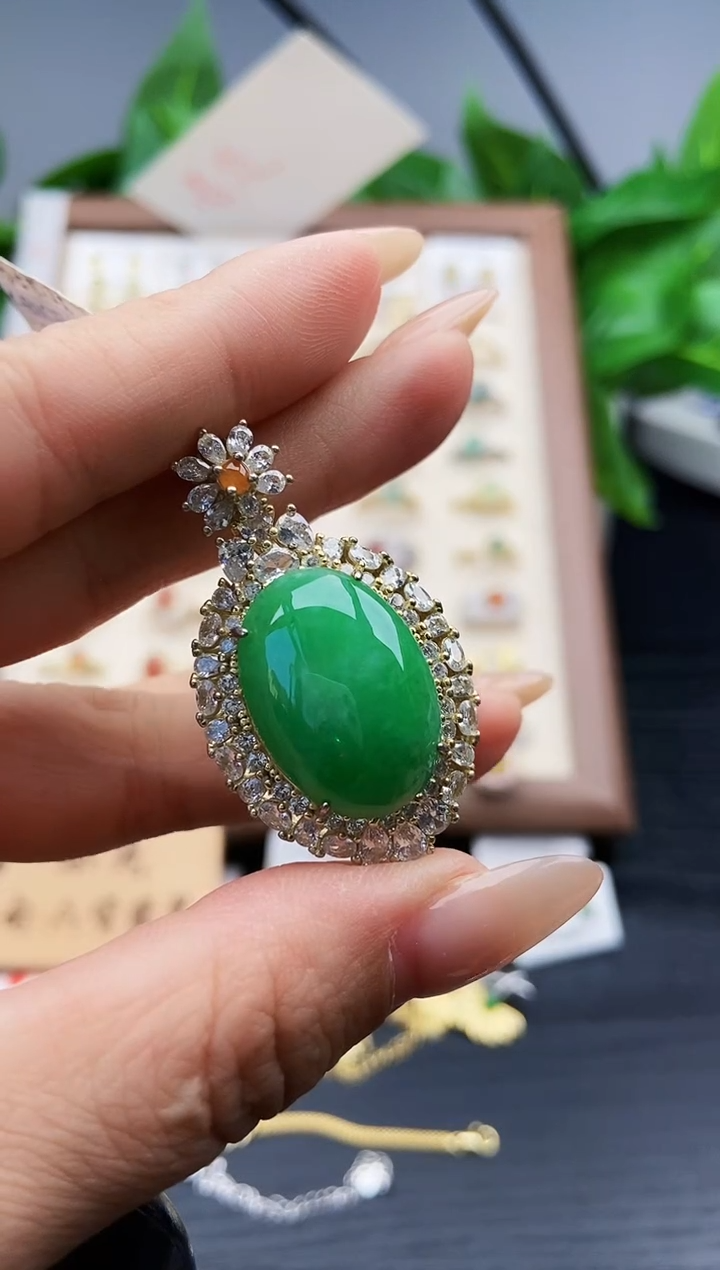 颈饰银S925镶嵌翡翠2