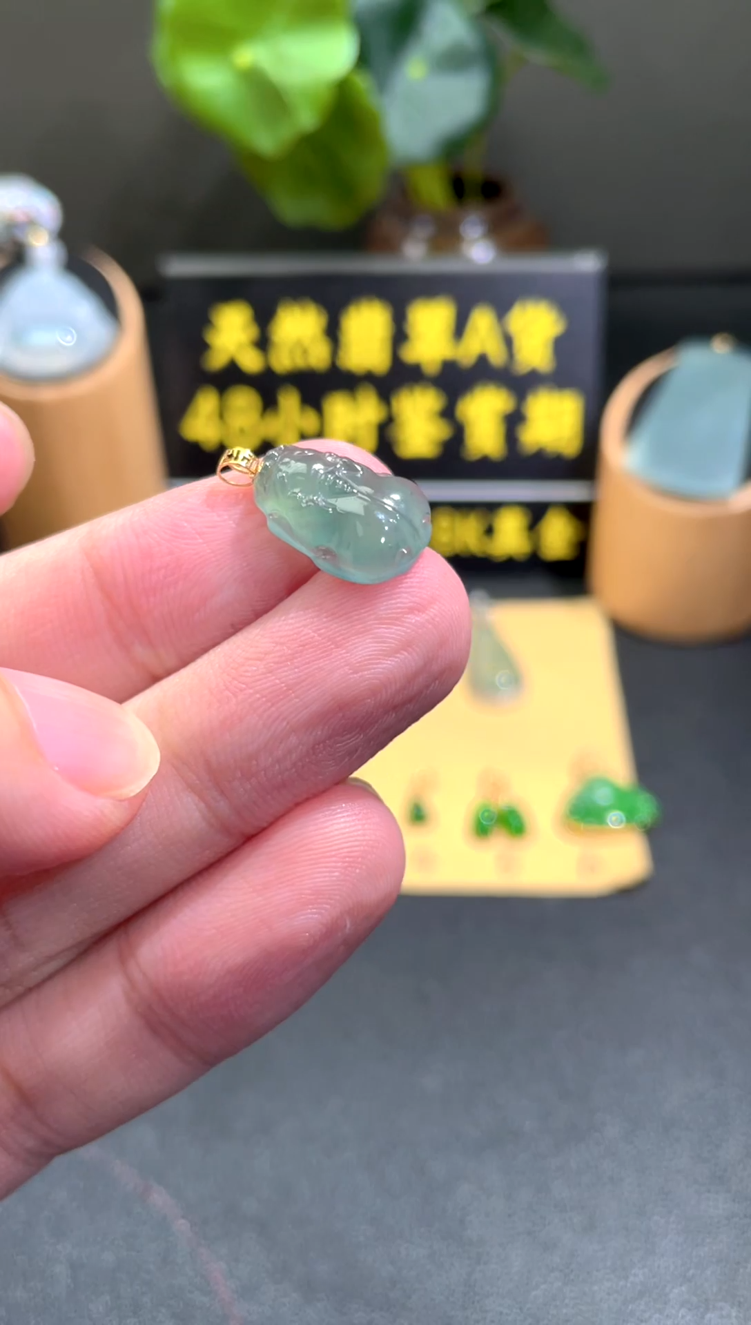 颈饰18K金镶嵌翡翠翡翠A货