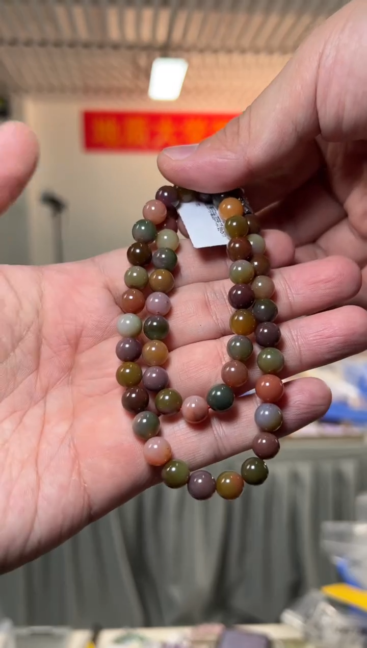【闪购商品】玛瑙/玉髓项链未镶嵌约8mm盐源玛瑙圆珠项链