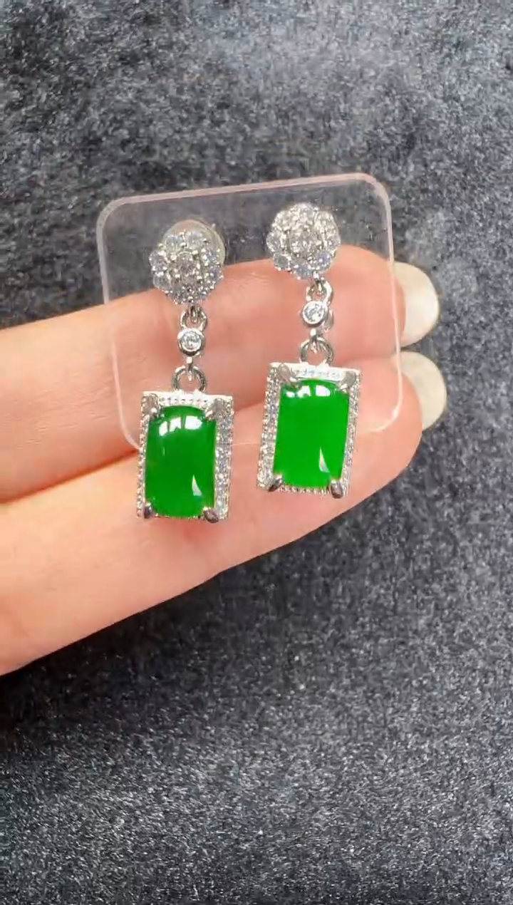 未镶嵌定制翡翠翡翠耳环143