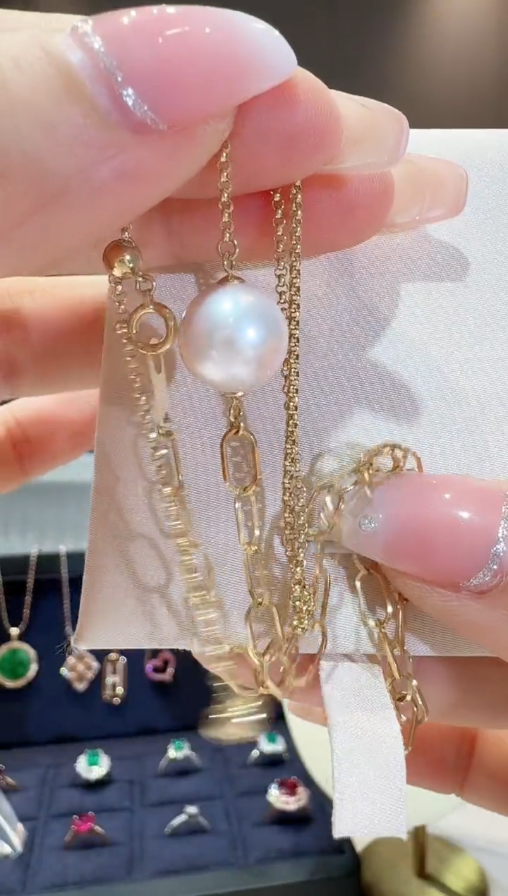 【闪购商品】淡水珍珠项链18K金镶嵌AB链款珍珠项链