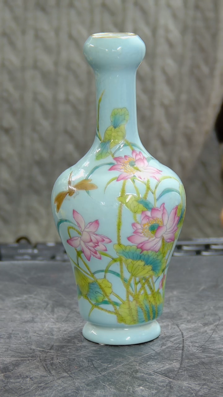 瓶x*粉彩并蒂莲纹蒜头瓶#B0051#