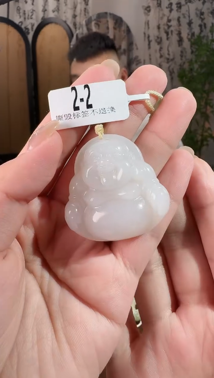 颈饰未镶嵌和田玉白玉佛公 2-2