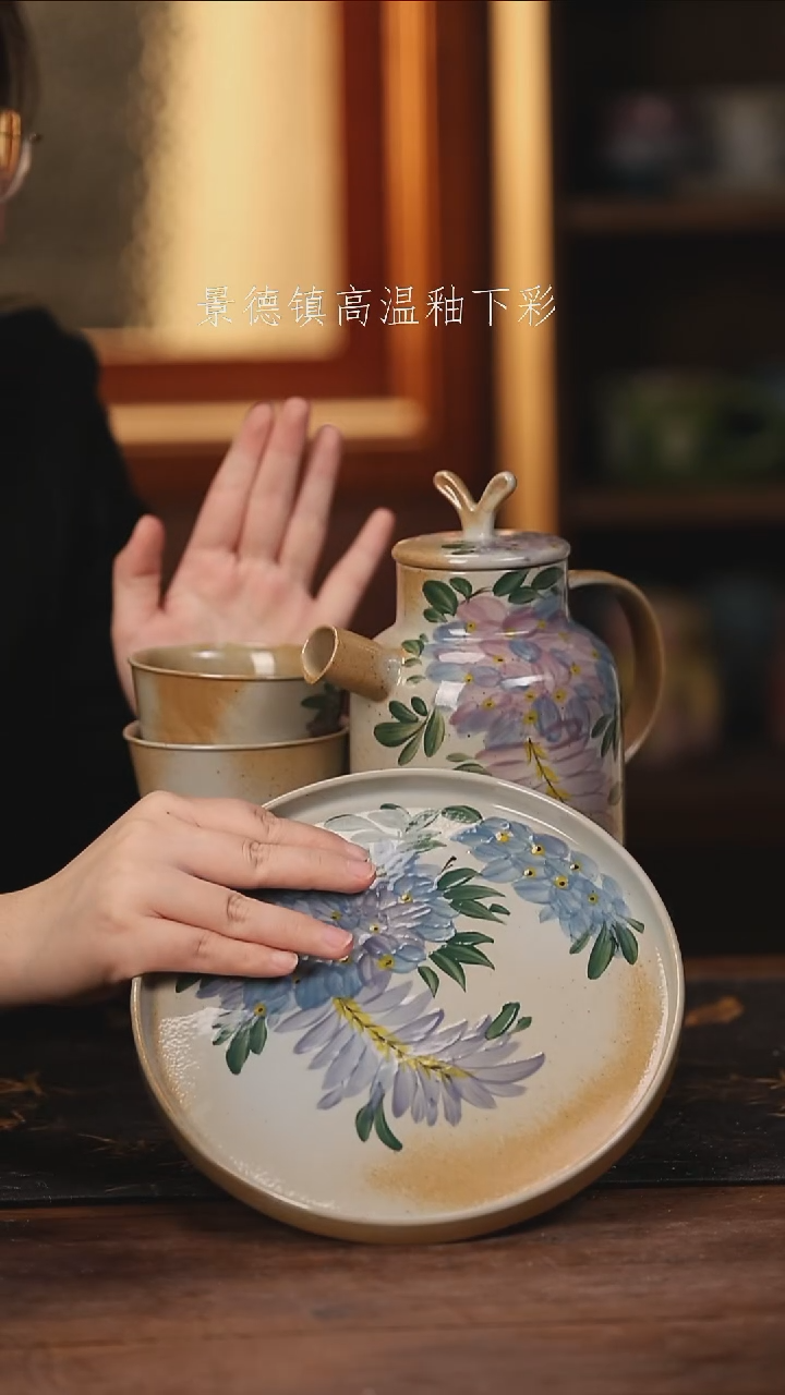 陶瓷景德镇高温釉下手绘陶瓷@L690@