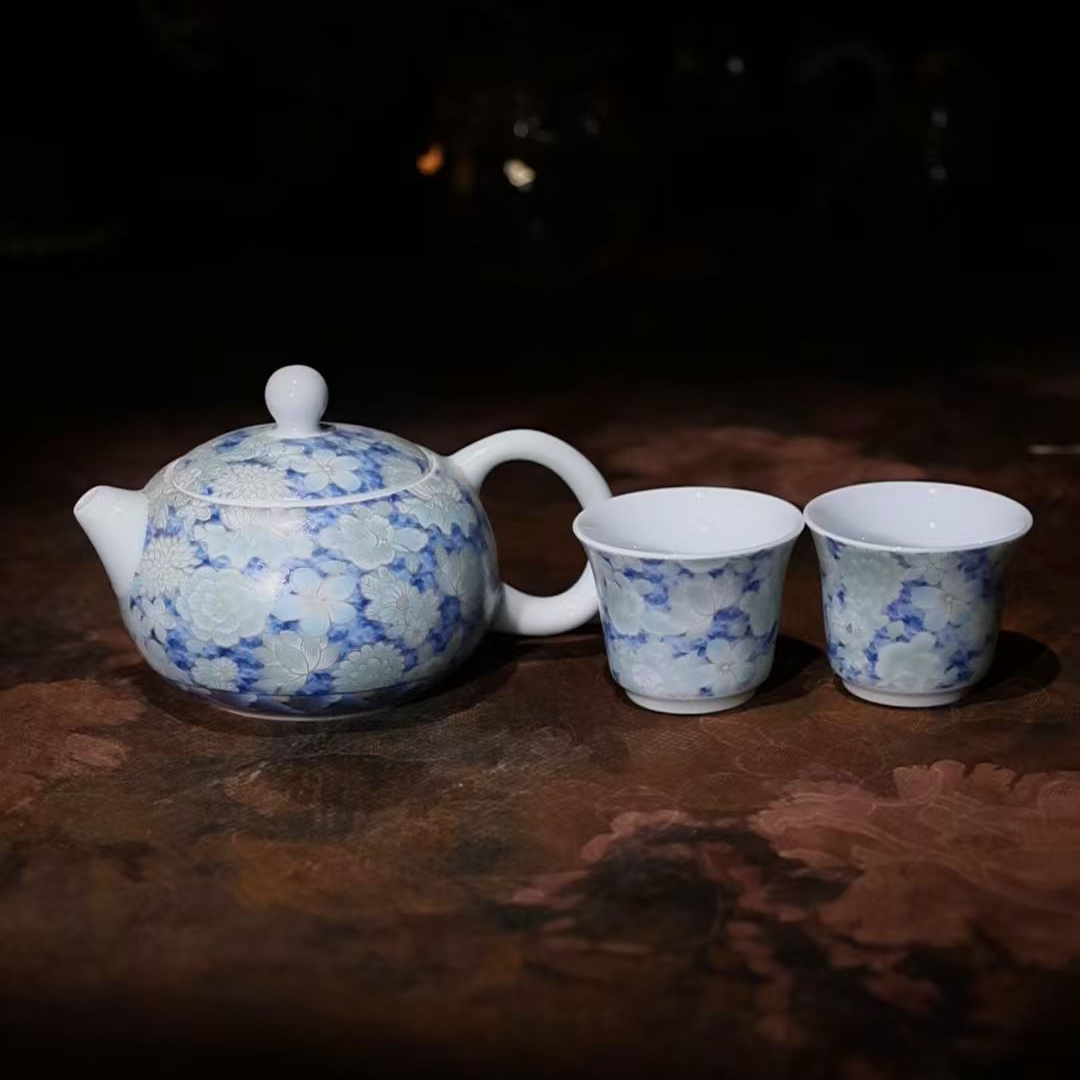 掐丝银青花西施壶A14019➕A14020*2 