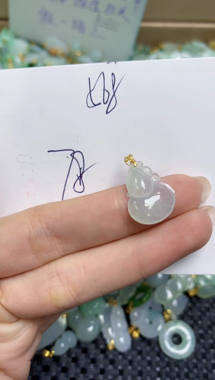 【闪购商品】翡翠颈饰18K金镶嵌天然缅甸A货翡翠