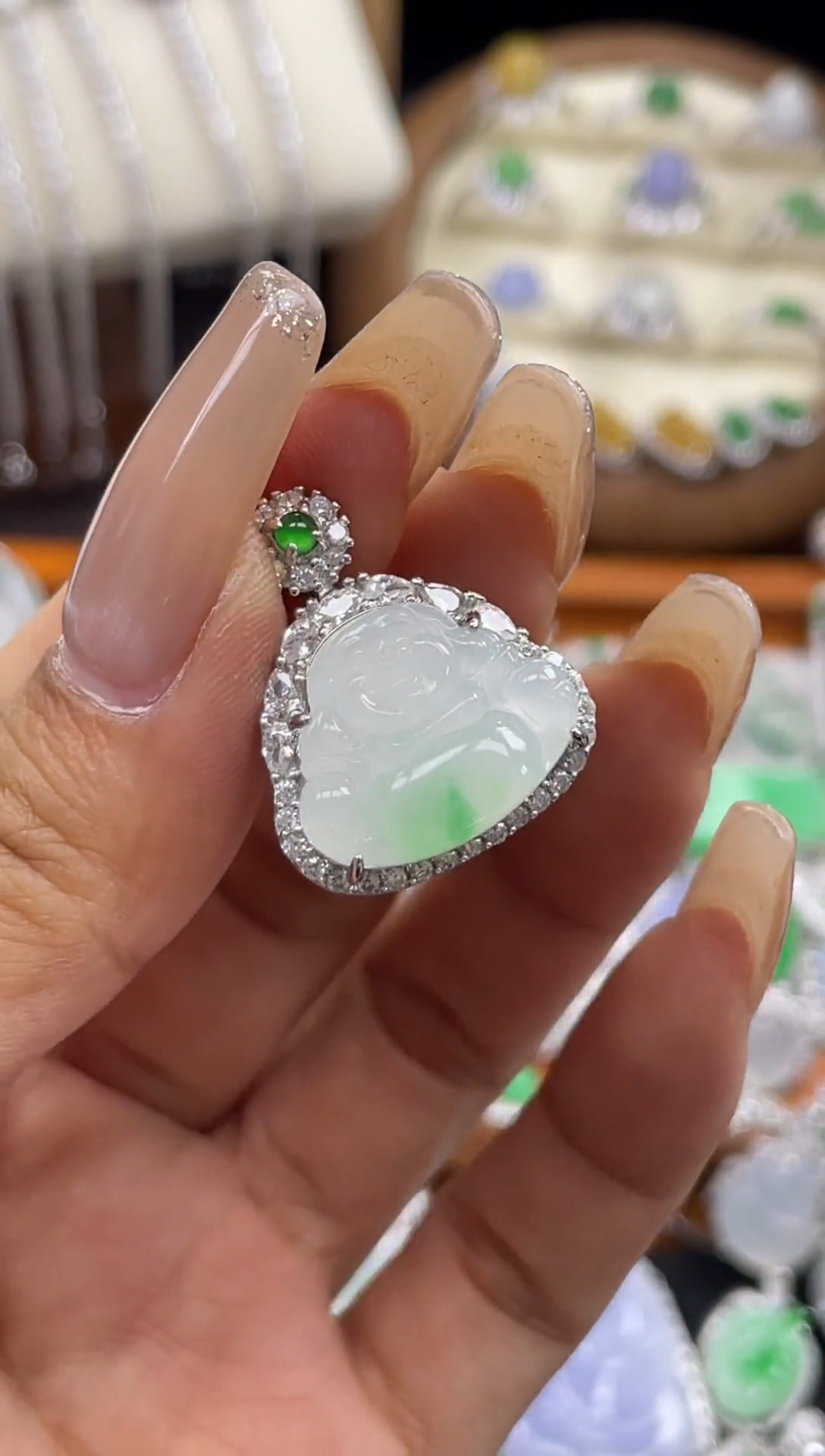 吊坠(不含链)银S925镶嵌翡翠吊坠