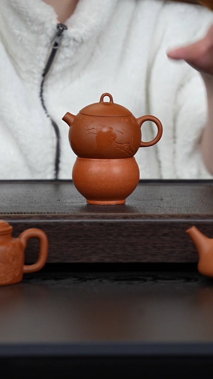 【闪购商品】紫砂茶壶红黄泥圆珠一壶一杯