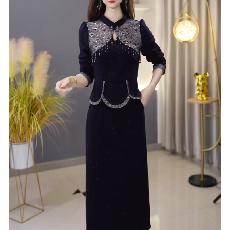 【定制套装】C1727上衣配半身裙优雅气质时尚减龄休闲显瘦收腰冬