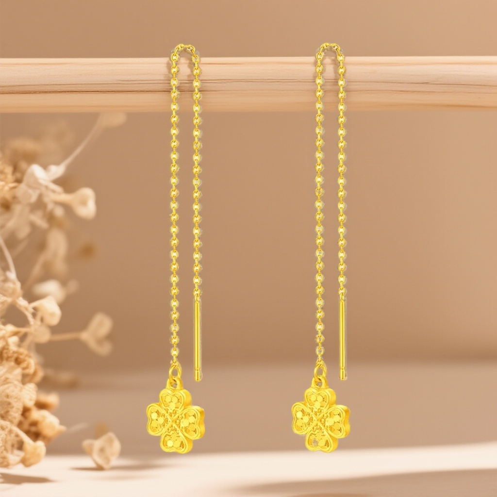 925银耳饰 【欣欣专享】925银龙鳞四叶草耳线YE949