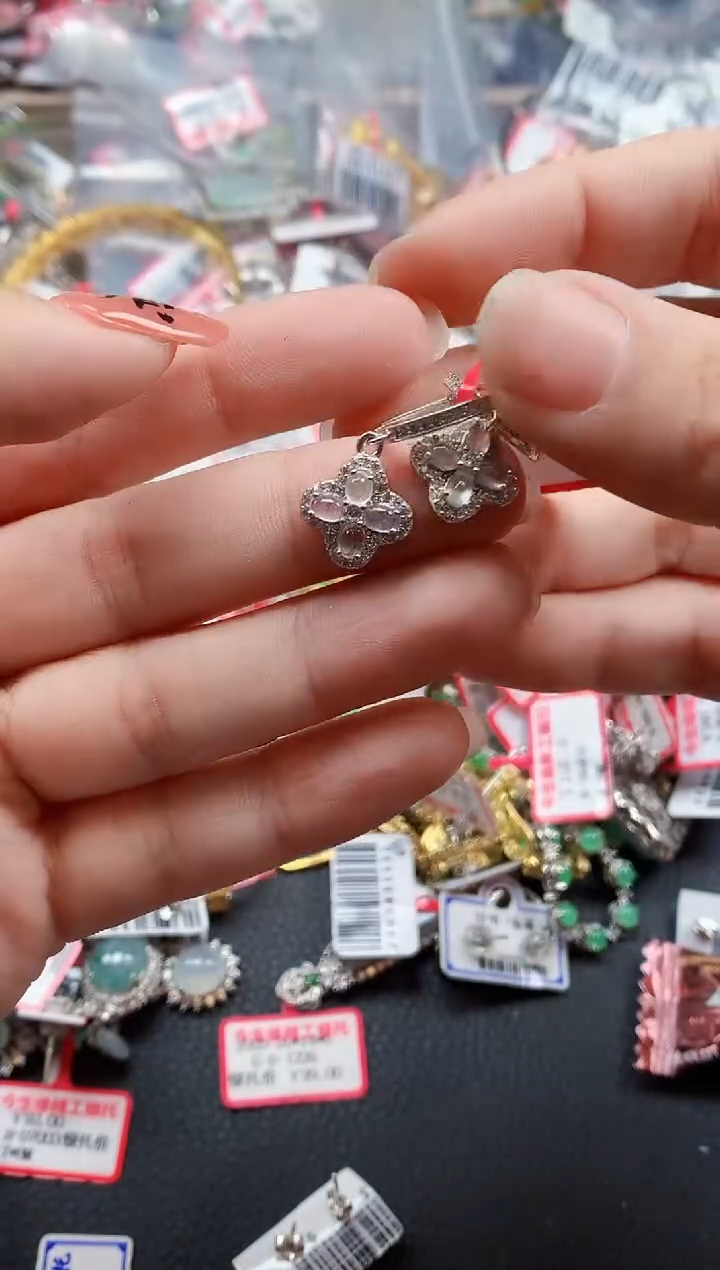 银S925镶嵌戒指翡翠天然A货缅甸翡翠