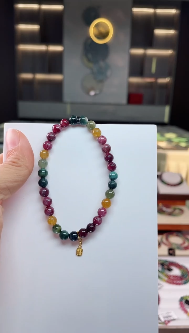 未镶嵌老矿碧玺单圈手串6mm+碧玺（多样性发一条）Q